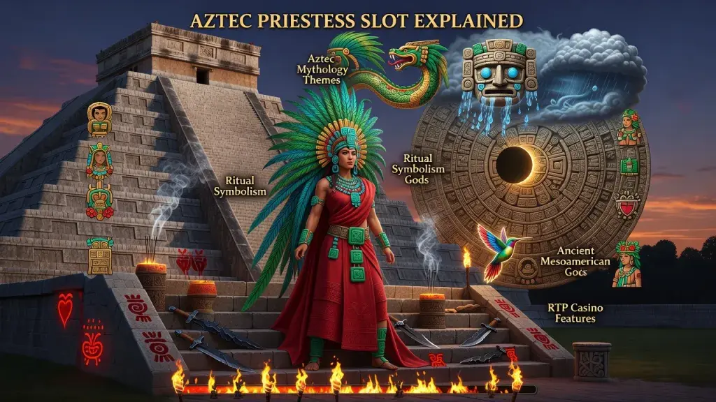 Aztec Priestess Slot Explained: Aztec Mythology Themes, Ritual Symbolism, Ancient Mesoamerican Gods, and RTP Casino Features